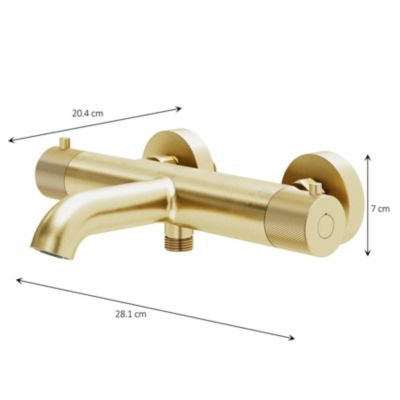 Mitigeur bain/douche thermostatique, doré brossé, GoodHome Owens