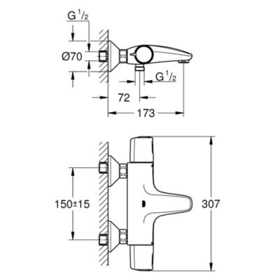 Mitigeur bain douche thermostatique GROHE Precision Trend + microfibre