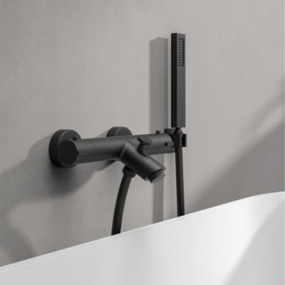 Mitigeur bain/douche thermostatique mural, noir mat, Kramer Colors