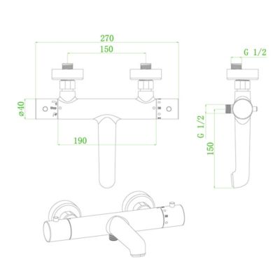 Mitigeur bain-douche thermostatique or brossé Essebagno Luisa