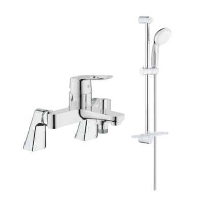 Mitigeur bain mécanique GROHE bauloop avec ensemble de douche GROHE Tempesta et colonnettes