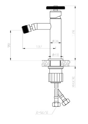 Mitigeur bidet cuivre brossé Essebagno Indus