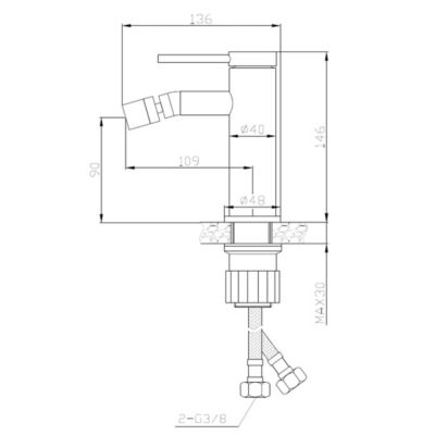 Mitigeur bidet façon inox Essebagno Lollipop