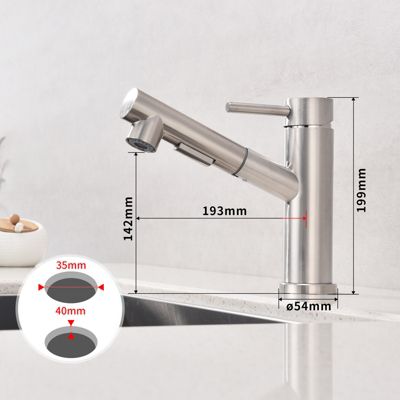 Mitigeur Cuisine avec 2 Modes de Jet Robinet Cuisine avec Douchette Extractible Mitigeur Evier en Inox Brosse Eau Chaude et Froide