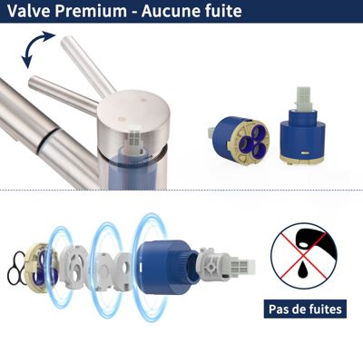 Mitigeur Cuisine avec 2 Modes de Jet Robinet Cuisine avec Douchette Extractible Mitigeur Evier en Inox Brosse Eau Chaude et Froide