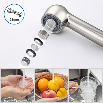 Mitigeur cuisine avec douchette extracible Robinet cuisine 2 Jets en Inox Brossé Mitigeur d'évier Rotatif 360 degrés