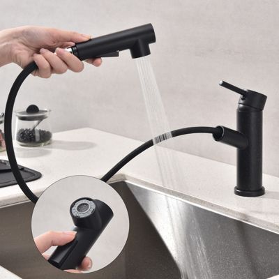 Mitigeur Cuisine avec Douchette Extractible Robinet Cuisine Noir Mitigeur d'évier avec 2 Modes de Sortie D'eau