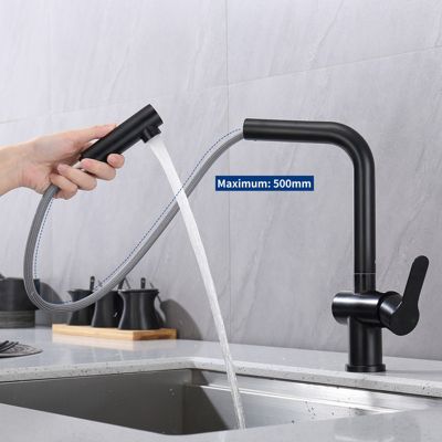 Mitigeur Cuisine Noir avec Douchette Extractible Robinet Douchette d'évier Extractible Pivotant à 360 degrés Mitigeur Monocommande