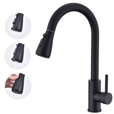 Mitigeur Cuisine Noir avec Douchette Extractible Rotatif à 360 degrés en Acier Inoxydable Robinet Cuisine Evier 2 Fonctions