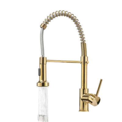 Mitigeur Cuisine Pro Stak, Or Brossé, Douchette Extractible, Ressort