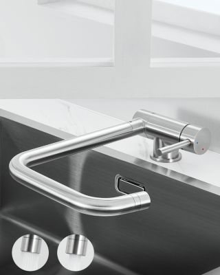 Mitigeur cuisine rabattable, robinet cuisine rabattable avec 2 Jets, robinetterie pliable devant fenêtre