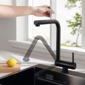 Mitigeur Cuisine Rabattable Sous Fenêtre, Robinet de Cuisine avec Haut Bec Pivotant à 360et Démarrage a Froid