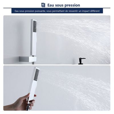 Mitigeur de Baignoire Cascade Robinet de Douche Mural avec Douchette à Mains Laiton Set de douche en Laiton Chromé