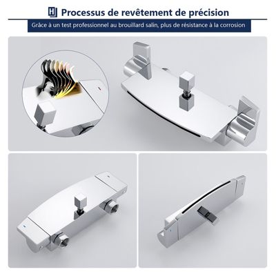 Mitigeur de Baignoire Cascade Robinet de Douche Mural avec Douchette à Mains Laiton Set de douche en Laiton Chromé