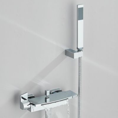 Mitigeur de Baignoire Chrome avec douchette Installation Murale