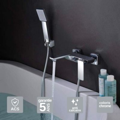 Mitigeur de Baignoire et Douche anti-calcaire Chrome IMEX FIYI BDF016-4