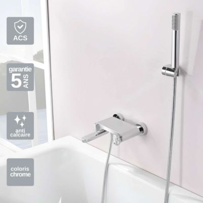 Mitigeur de Baignoire et Douche anti-calcaire Chrome IMEX OLIMPO BDC033-4