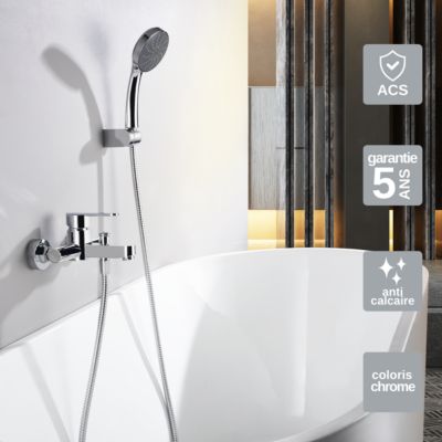 Mitigeur de Baignoire et Douche anti-calcaire Chrome IMEX ROMA BDR001-4