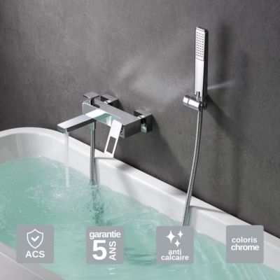 Mitigeur de Baignoire et Douche anti-calcaire Chrome IMEX SUECIA BDC032-7