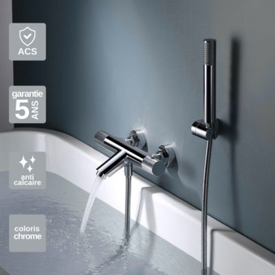 Mitigeur de Baignoire et Douche anti-calcaire Thermostatique Chrome IMEX LINE BTD038-4