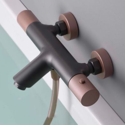 Mitigeur de Baignoire et Douche anti-calcaire Thermostatique Gris et Champagne IMEX LINE BTD038-4GC