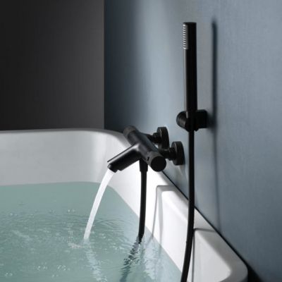 Mitigeur de Baignoire et Douche anti-calcaire Thermostatique Noir Mat IMEX LINE BTD038-4NG