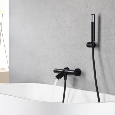 Mitigeur de Baignoire et Douche Thermostatique anti-calcaire Noir Mat IMEX MONZA BTM039-4NG