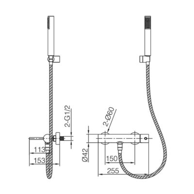 Mitigeur de Baignoire et Douche Thermostatique anti-calcaire Or Brossé IMEX GENOVA BTG053-4OC