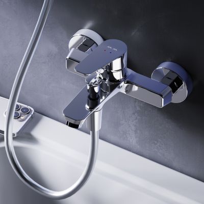 Mitigeur de baignoire mécanique Robinet de baignoire, mitigeur salle de bain, Chromé, FTA10000 Hit AM.PM
