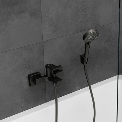 Mitigeur de baignoire mécanique hansgrohe Vernis Shape noir mat