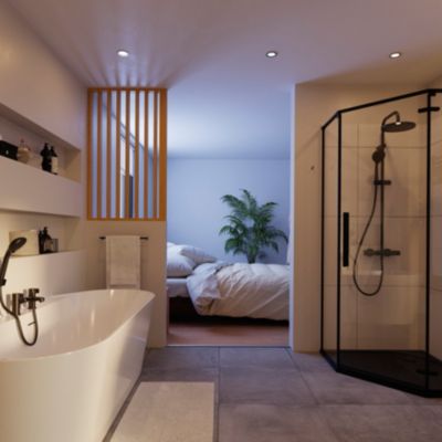 Mitigeur de baignoire noir avec douchette GoodHome Cavally