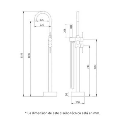 Mitigeur de baignoire sur pied autoportant CALGARY chrome