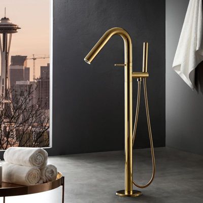 Mitigeur de baignoire sur pied moderne - Doré