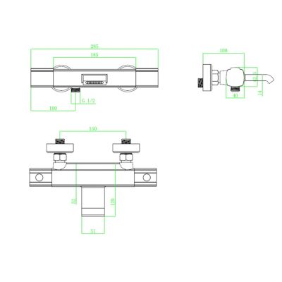 Mitigeur de baignoire thermostatique mural avec bec cascade, doré, Essebagno Carra