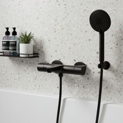 Mitigeur de baignoire thermostatique noir GoodHome Cavally