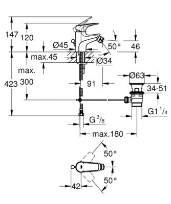 Mitigeur de bidet chromé Start Flow Grohe