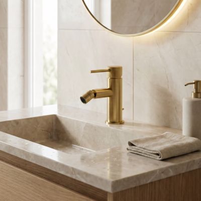 Mitigeur de bidet monotrou avec mousseur orientable, doré, GoodHome Owens