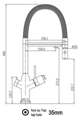 Mitigeur de cuisine 3 Voies Chromé Robinet Bec Rouge Orientable Et Douchette 2 Jets Détachable