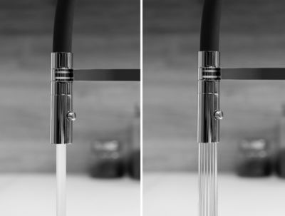 Mitigeur de cuisine 3 Voies Chromé Robinet Bec Rouge Orientable Et Douchette 2 Jets Détachable