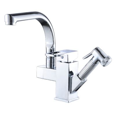 Mitigeur de cuisine avec bec extractible Moderne en laiton bec haut pivotant à 360   robinet extractible évier robinet à 2 becs