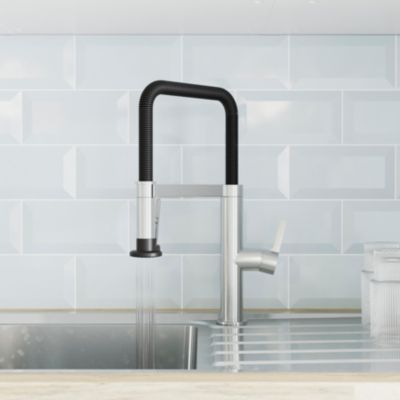 Mitigeur de cuisine avec douchette argent et noir GoodHome Kamut