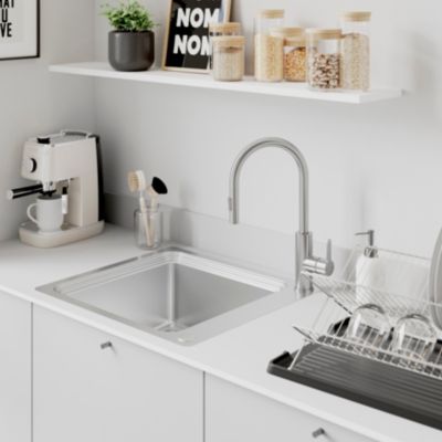 Mitigeur de cuisine avec douchette effet inox brossé GoodHome Zanthe