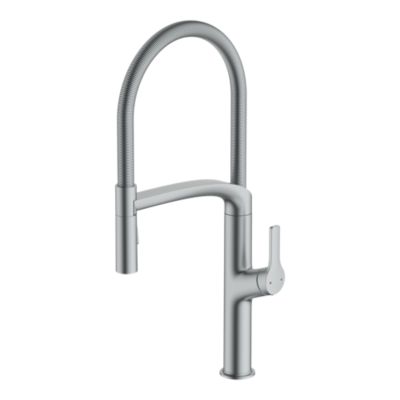 Mitigeur de cuisine avec douchette effet inox GoodHome Arbane
