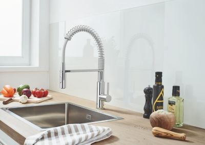 Mitigeur de cuisine avec douchette extractible chromé Grohe Get Pro