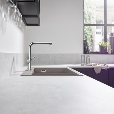 Mitigeur de cuisine avec douchette extractible chromé Hansgrohe Talis M54 H. 296 cm