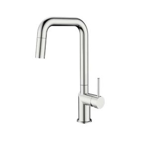 Mitigeur de cuisine avec douchette extractible finition nickel brossé POALGI hauteur 35 cm