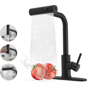 Mitigeur de cuisine avec douchette extractible - Robinet d'évier de cuisine noir à poignée unique avec 3 fonctions