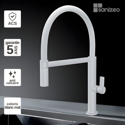 Mitigeur de Cuisine avec Douchette LAOS Blanc Mat - GCE014 IMEX PRODUCTS