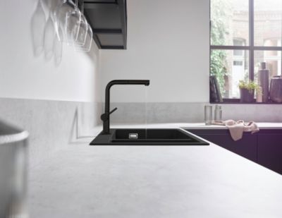 Mitigeur de cuisine avec douchette noir mat Hansgrohe Talis M 54 bec droit