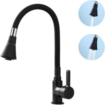 Mitigeur de cuisine avec flexible et malléable pivotant en acier inoxydable Robinet mitigeur de cuisine en laiton chromé Mitigeur